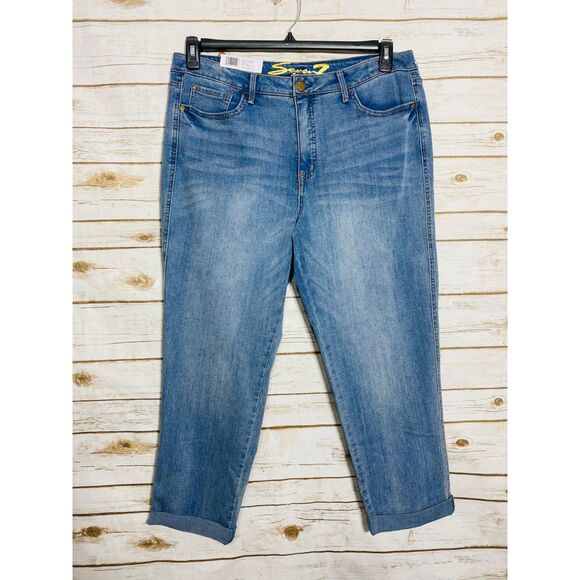 Seven7 Denim - Seven7 Women Weekend‎ Boyfriend Relaxed Fit Rolled Cuff Denim Blue Jeans 14